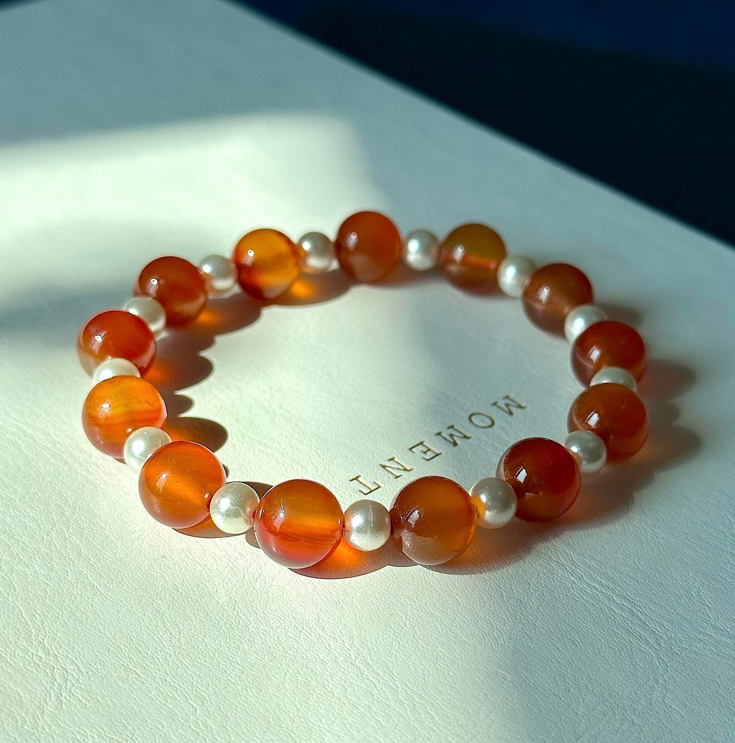 BS05 Red Agate Freshwater Pearl Bracelet