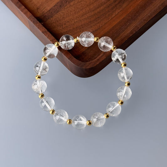BS02 白水晶 18K鍍金 手鏈 Clear Quartz with Minimalist Gold-Plated Bracelet