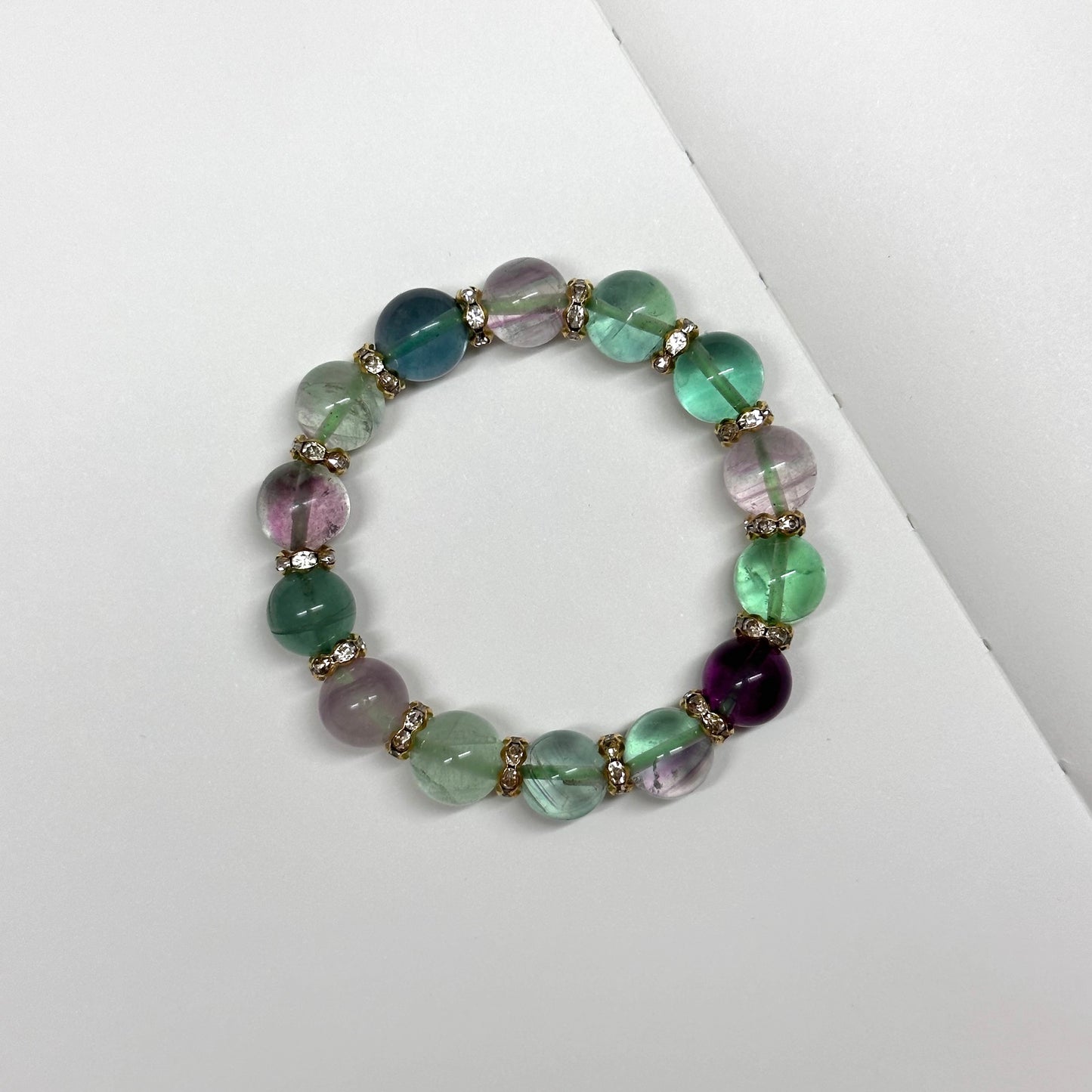 【微瑕疵福利品|一圖一物】螢石鍍金手鏈手串 BS21