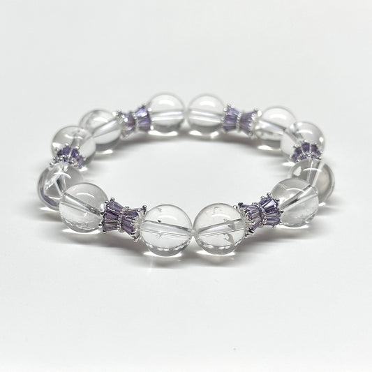 BS36【冰胡子】白水晶紫玲瓏手鏈手串 White Quartz Purple Alloy Accessories Bracelet