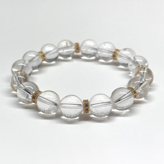 BS39【冰胡子】白水晶18K鍍金古典手鏈手串 White Quartz Classic 18K Gold Plated Accessories Bracelet