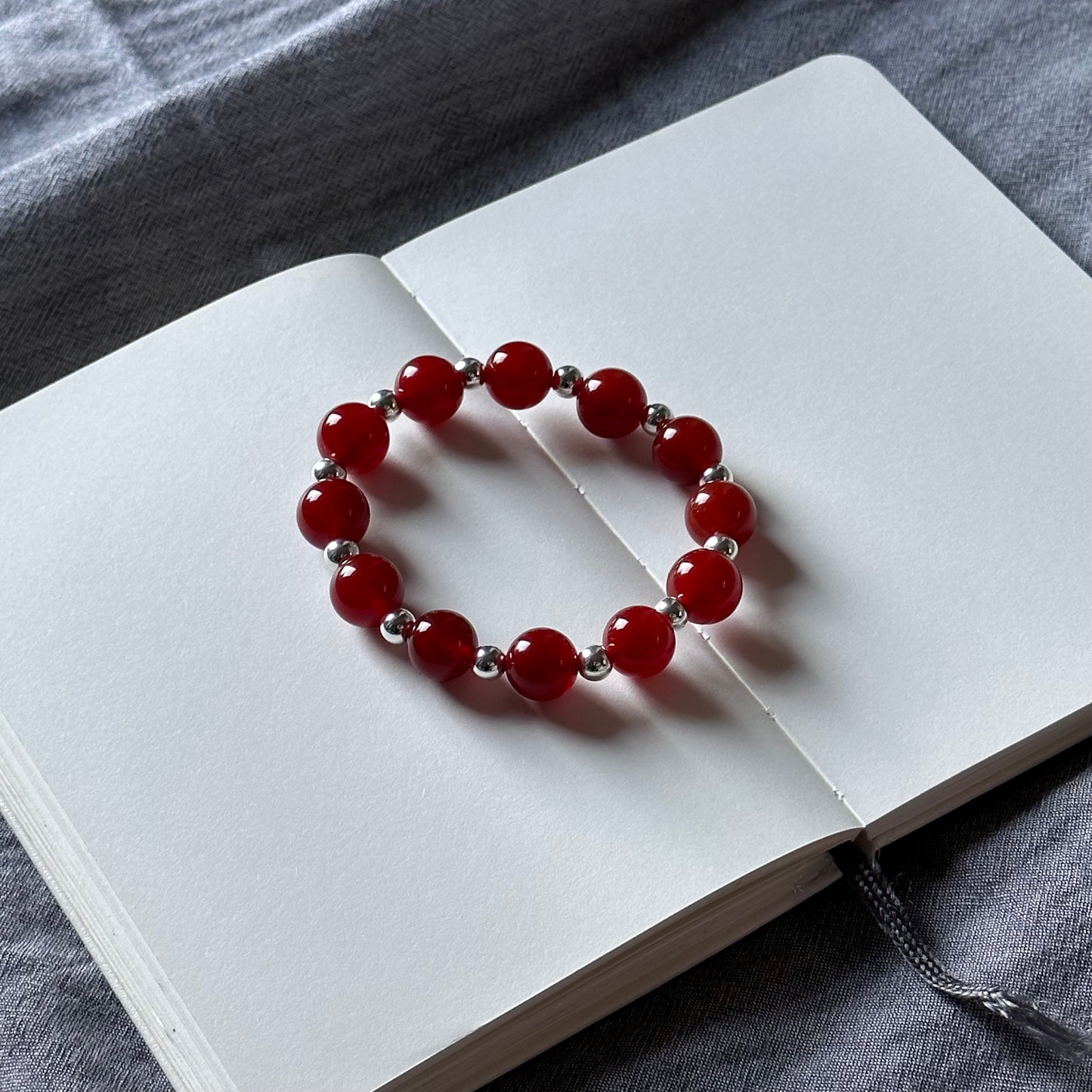BS57 Red Agate Minimalist Silver Accessories Bracelet