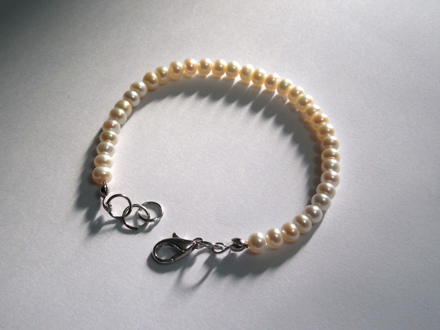 B54 Freshwater Pearl Flat Bead Bracelet Rondelles Pearl Bracelet (Adjustable Length)