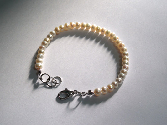 B54 Freshwater Pearl Flat Bead Bracelet Rondelles Pearl Bracelet (Adjustable Length)