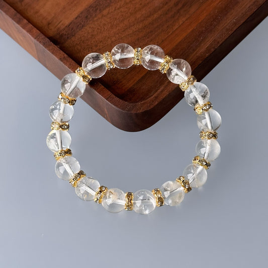 BS03 白水晶 • 金 手鏈手串 Clear Quartz Gold-Plated Bracelet