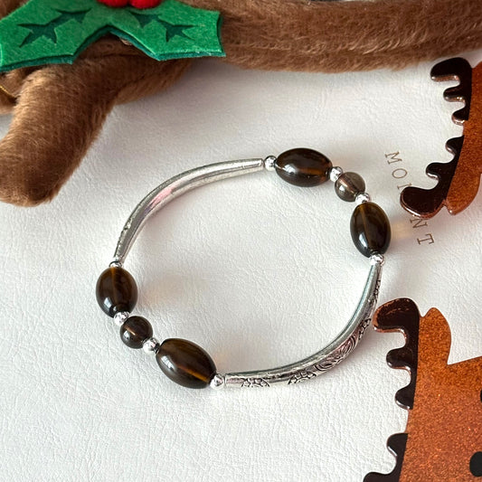 BS312【Christmas gift】Smoky quartz silver-plated bracelet