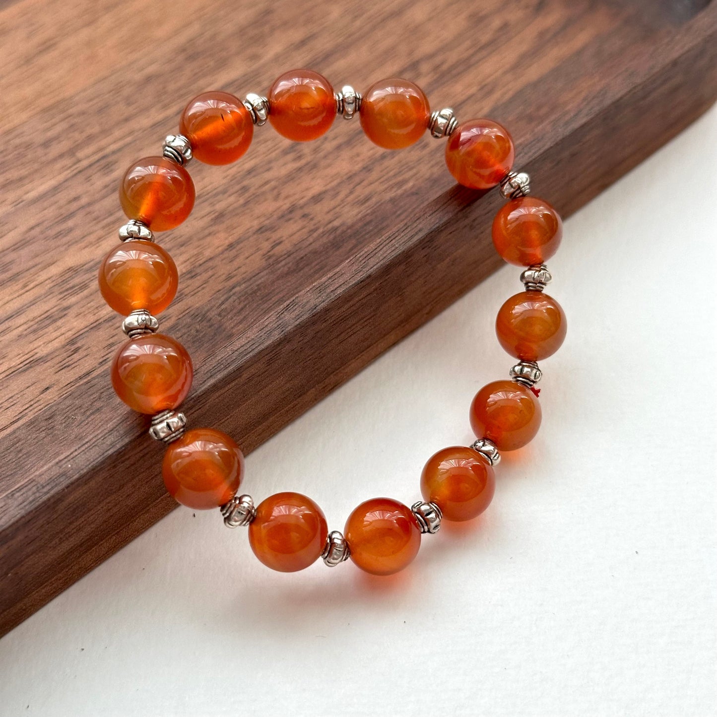 BS07 【Wutongju】Red agate retro silver-plated bracelet