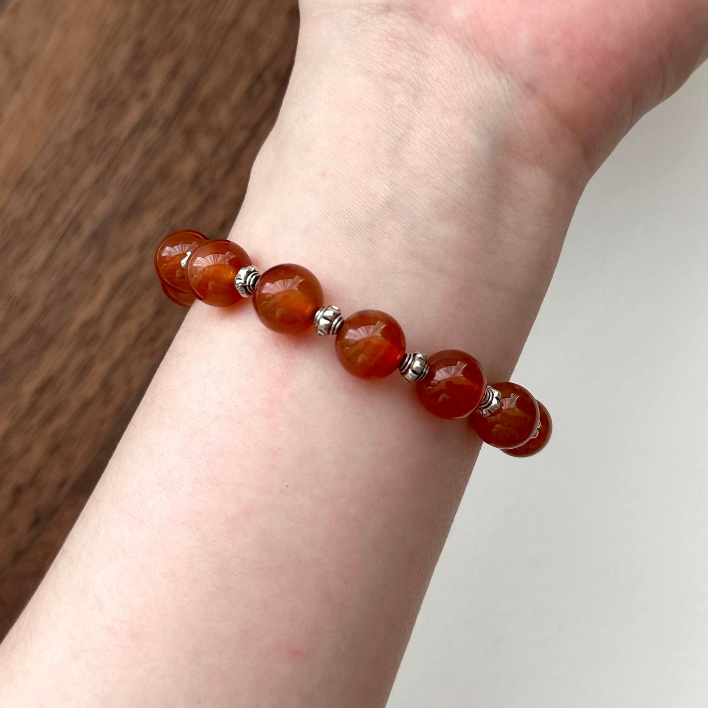 BS07 【Wutongju】Red agate retro silver-plated bracelet