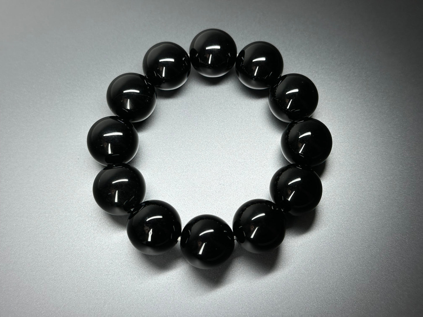 B11 Black Agate Pure Bead Bracelet