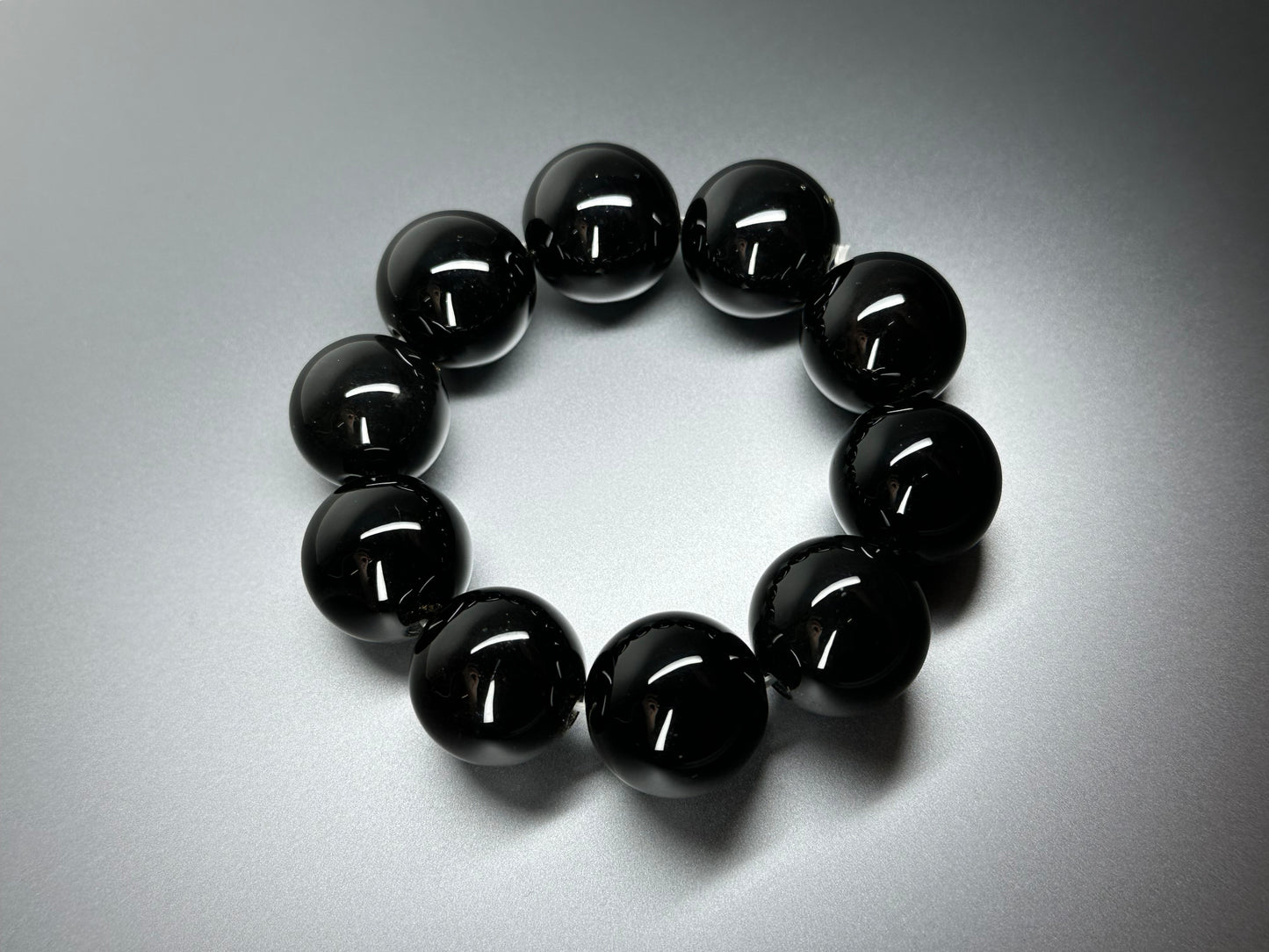 B11 Black Agate Pure Bead Bracelet