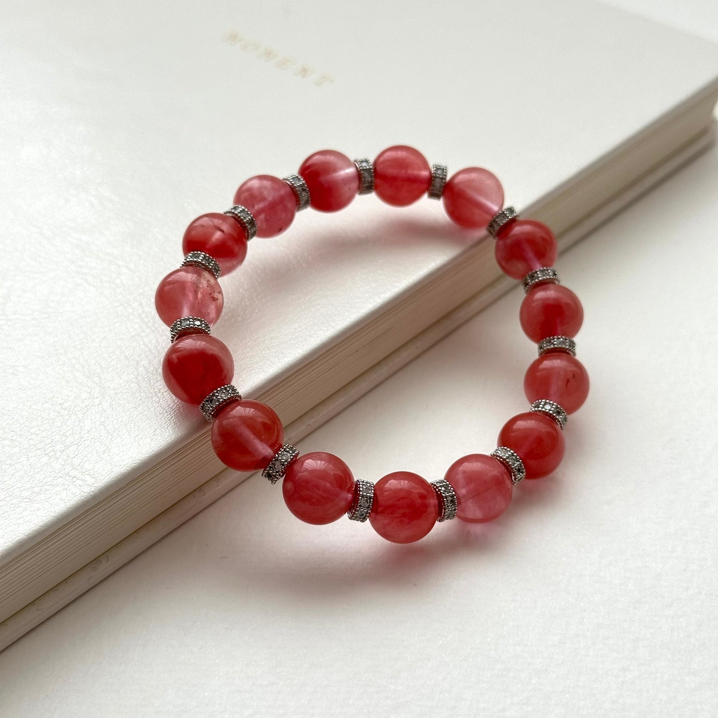 BS29【幸運】西瓜紅古典鍍銀手鏈手串 Watermelon Quartz Classic Silver Accessories Bracelet