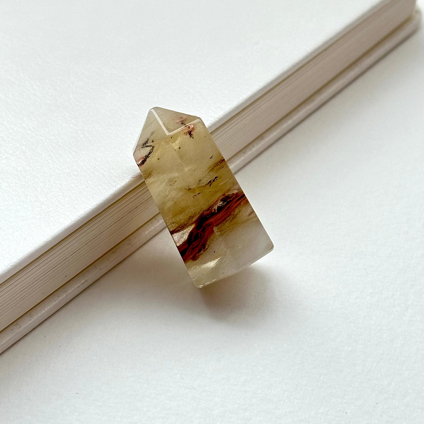 TS19【Stone of Wisdom】Small Yellow Fluorite Hexagonal Crystal Column for Office or Home Healing Decorations to Attract Wealth