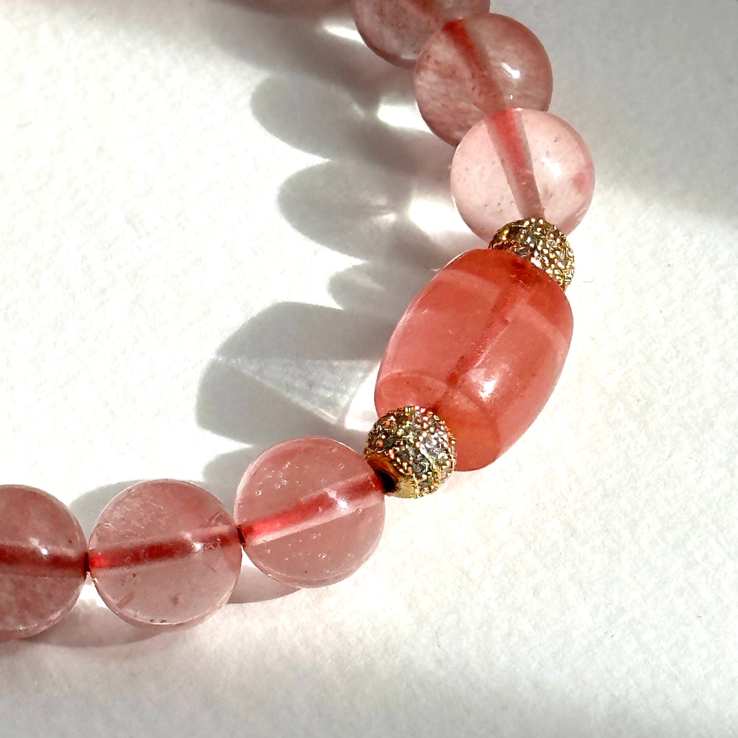 BS246【Lucky】Ice Type Watermelon Stone Simple Gold-plated Ball Bracelet