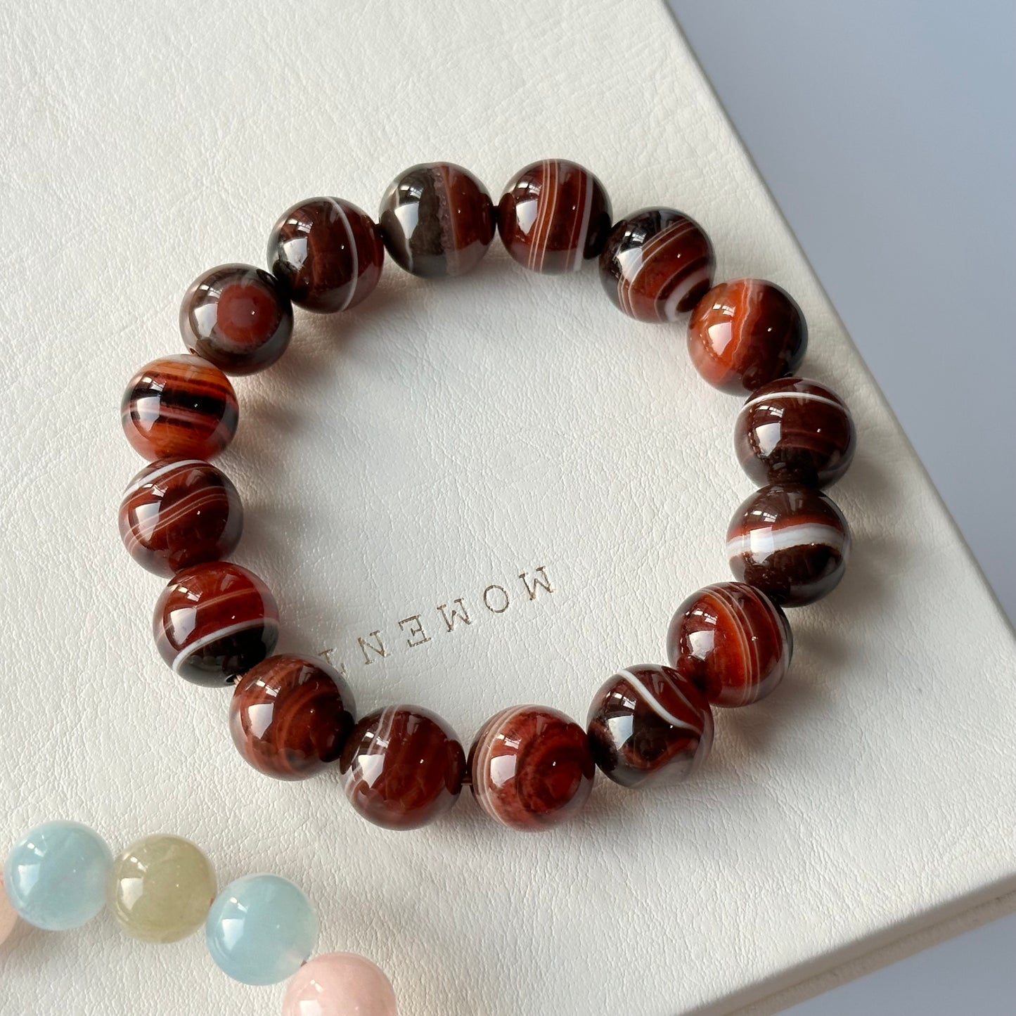 B25 Flower Night Pattern Onyx Pure Bead Bracelet