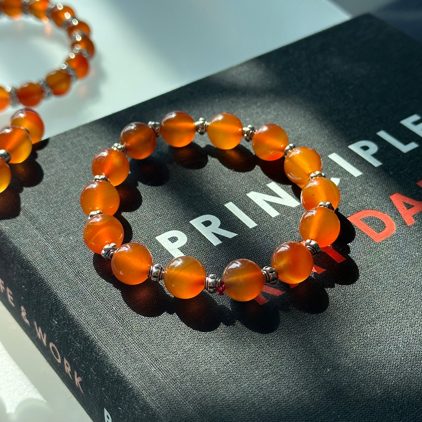 BS07 【Wutongju】Red agate retro silver-plated bracelet