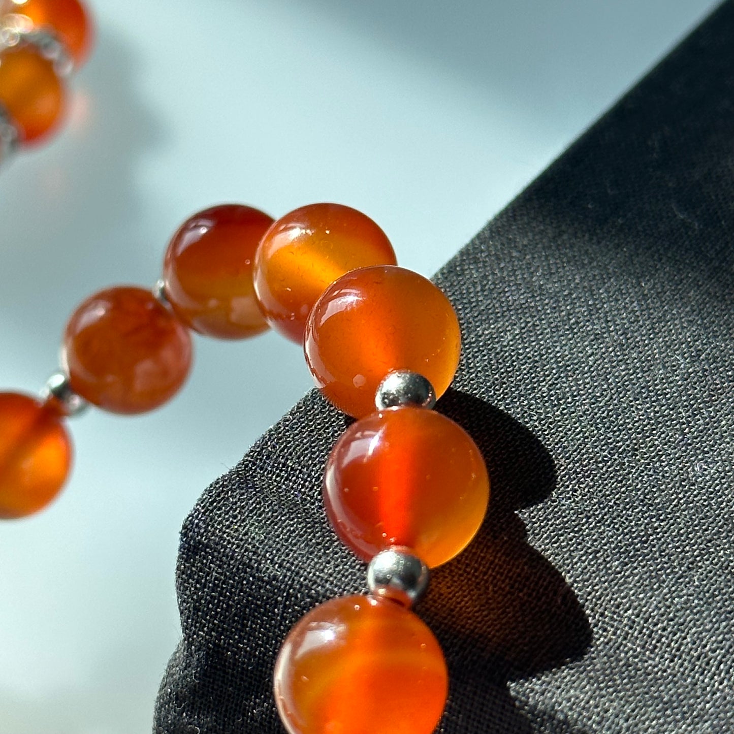 BS06 Red Agate Simple Silver Bracelet