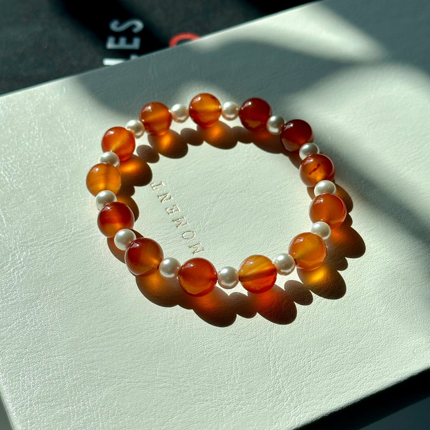 BS05 Red Agate Freshwater Pearl Bracelet