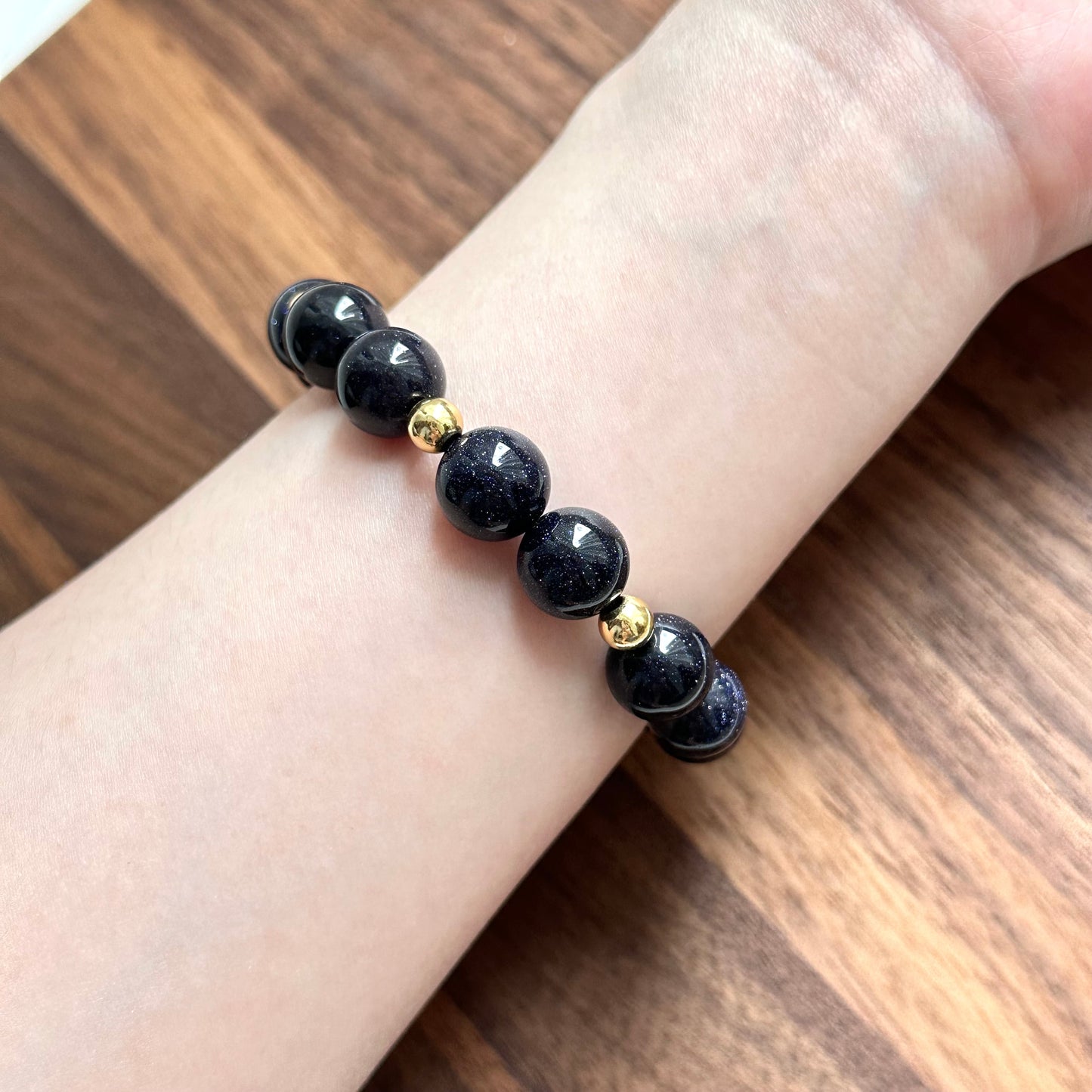 BS255【Starry Night】Blue Sandstone Simple Gold-plated Bracelet