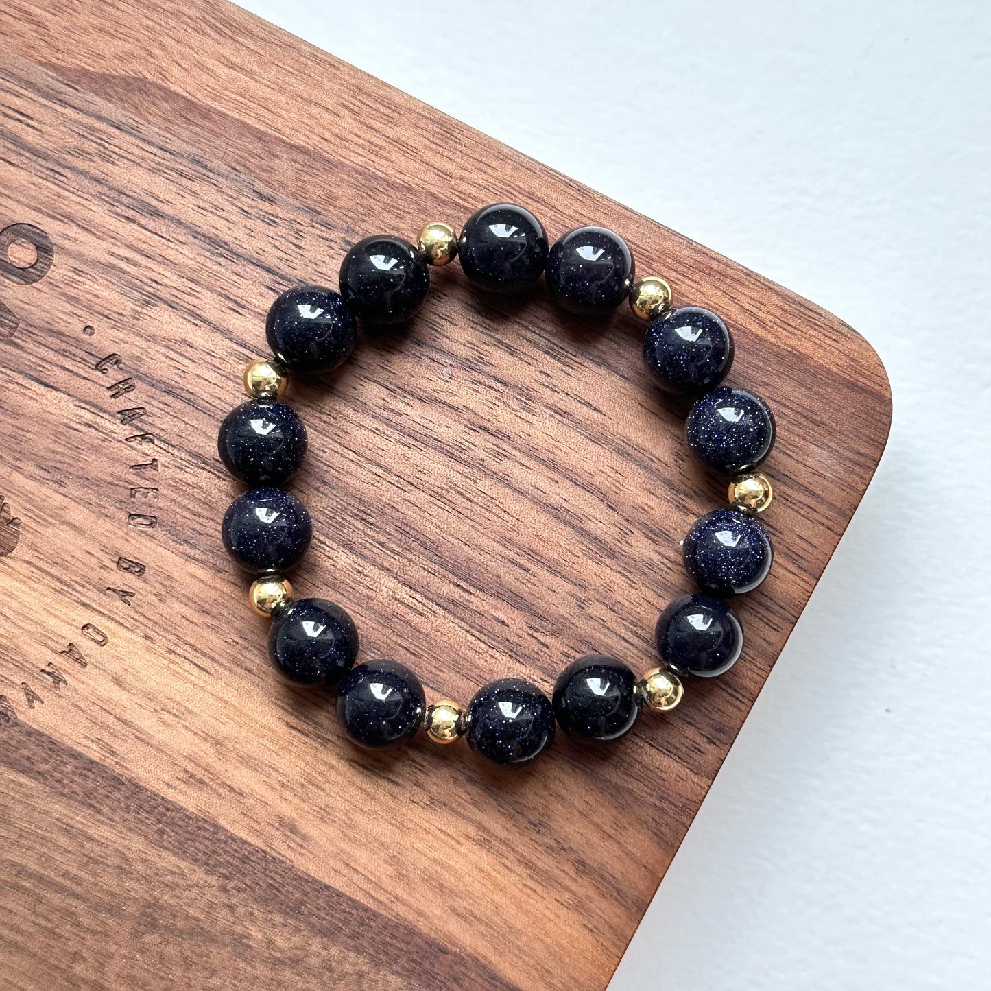 BS255【Starry Night】Blue Sandstone Simple Gold-plated Bracelet