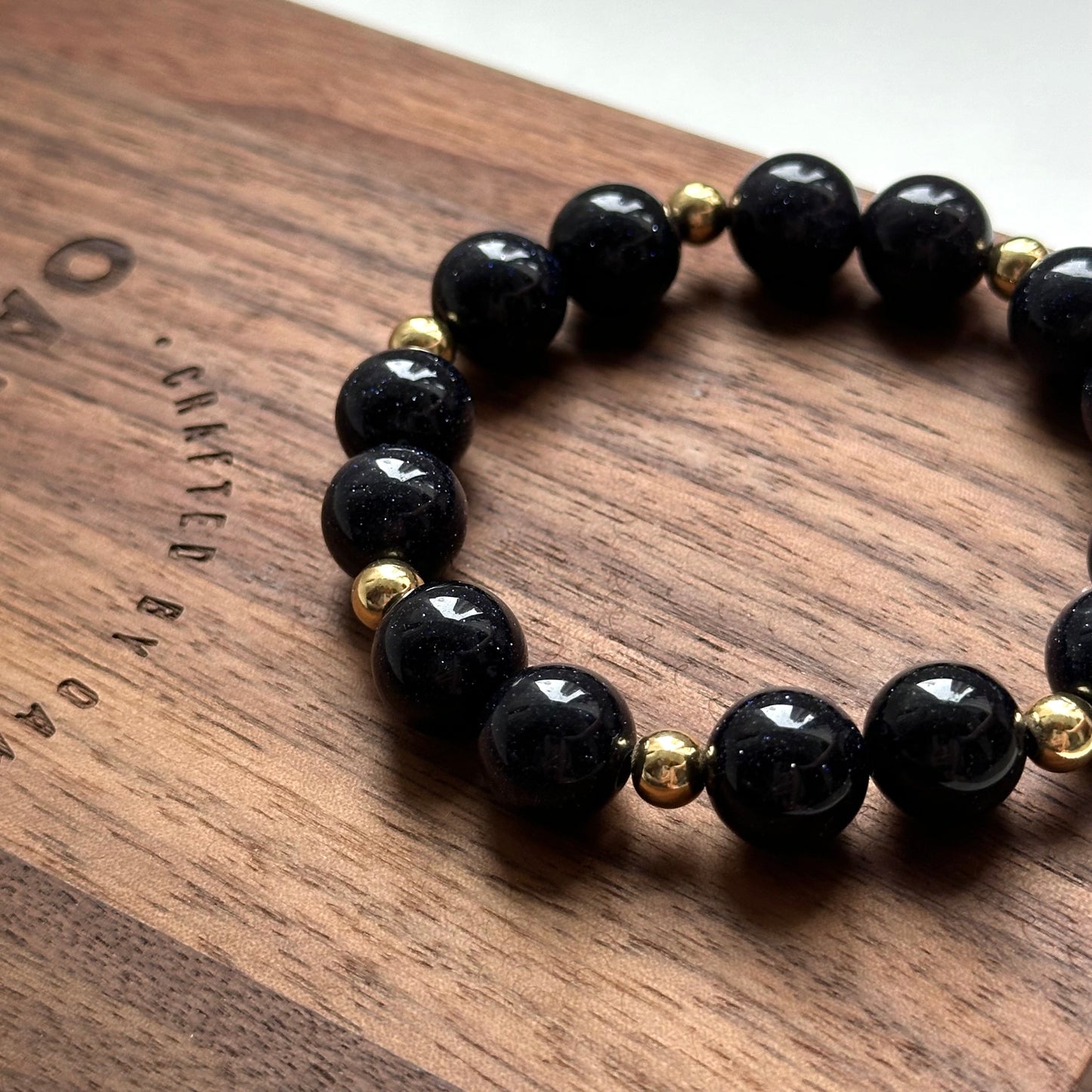 BS255【Starry Night】Blue Sandstone Simple Gold-plated Bracelet