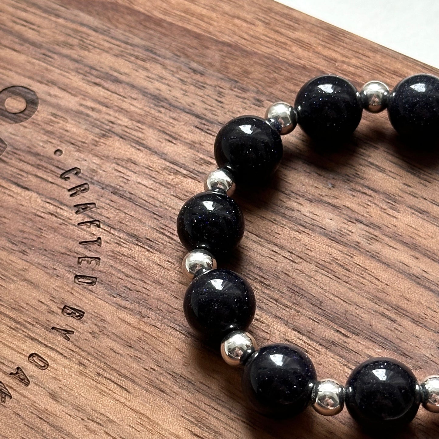 BS256【Starry Night】Blue Sandstone Simple Silver-plated Bracelet