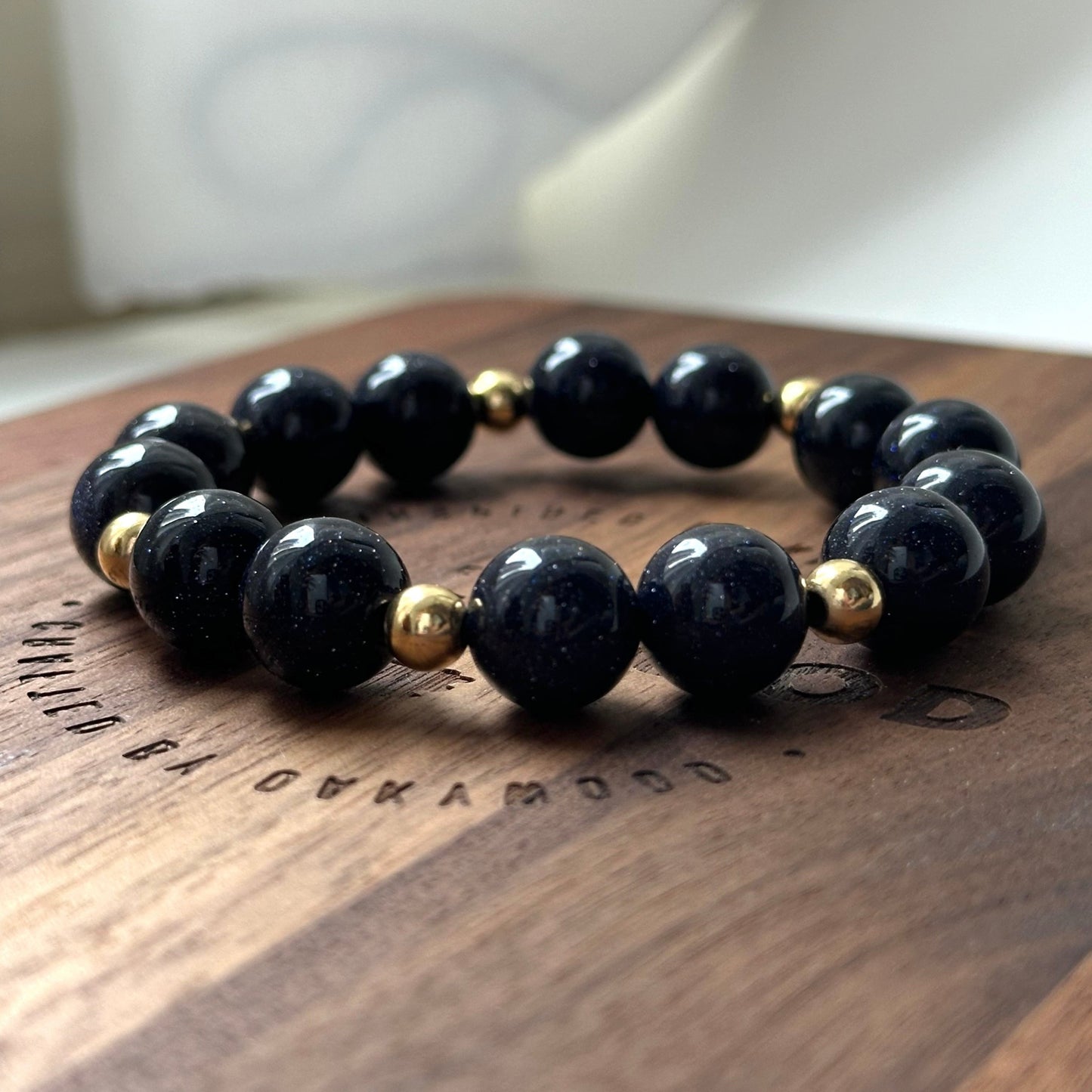 BS255【Starry Night】Blue Sandstone Simple Gold-plated Bracelet