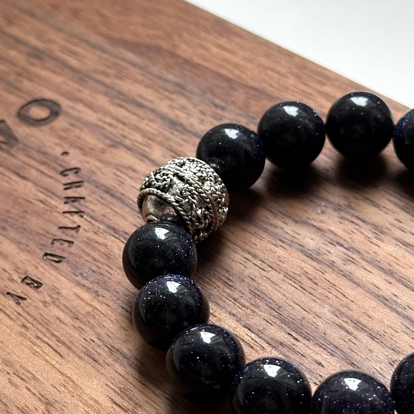 BS257【Starry Night】Blue Sandstone Ethnic Style Silver-plated Bracelet