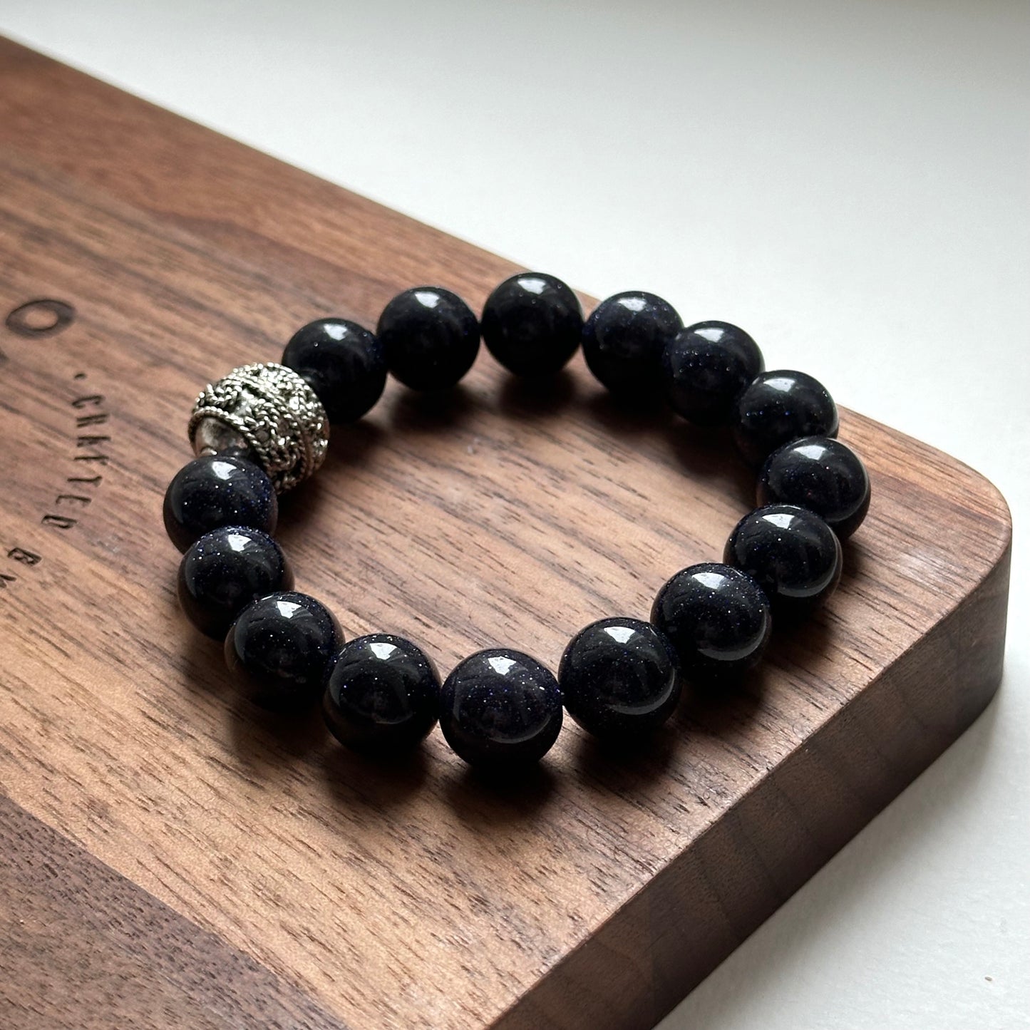 BS257【Starry Night】Blue Sandstone Ethnic Style Silver-plated Bracelet