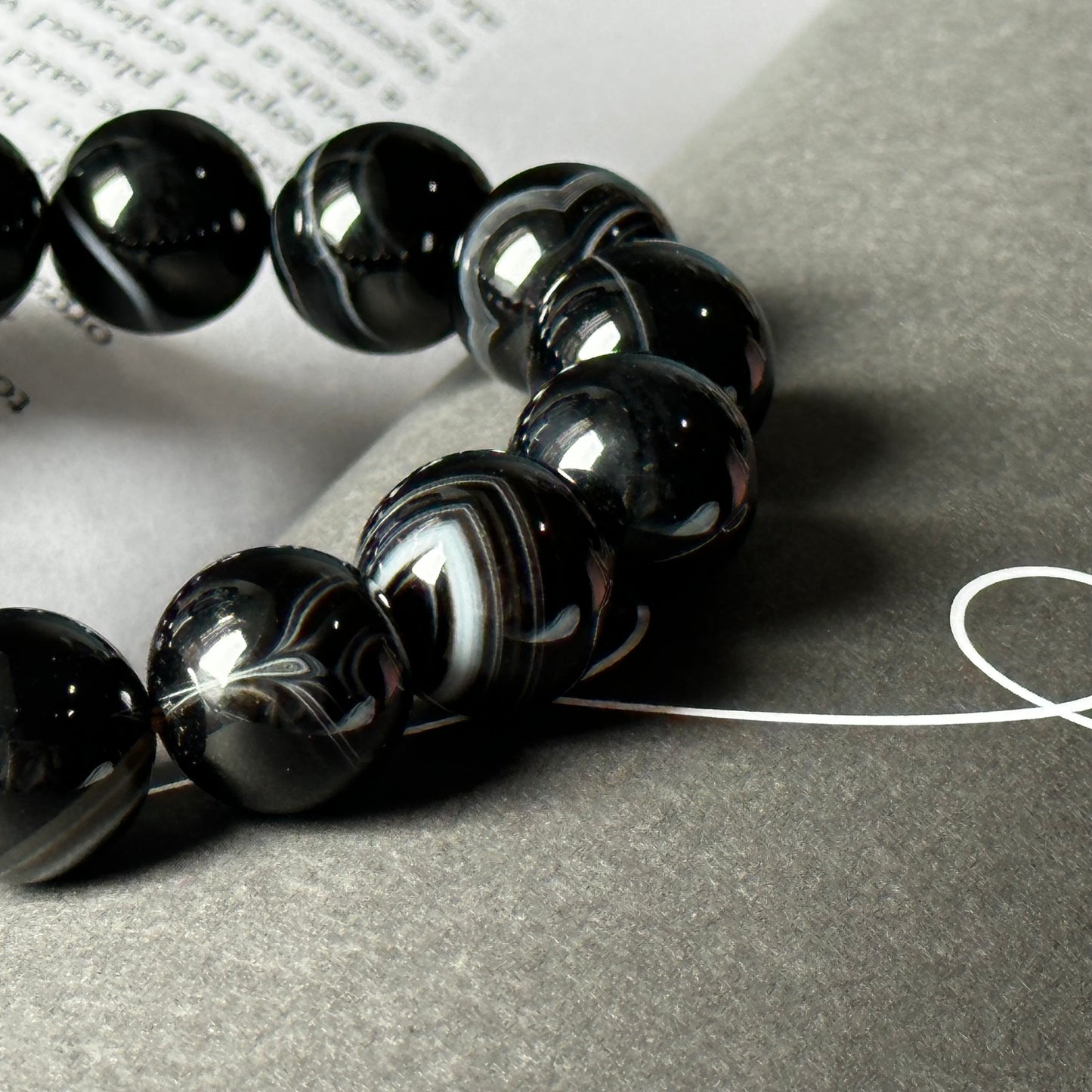 B11 Black Agate Pure Bead Bracelet