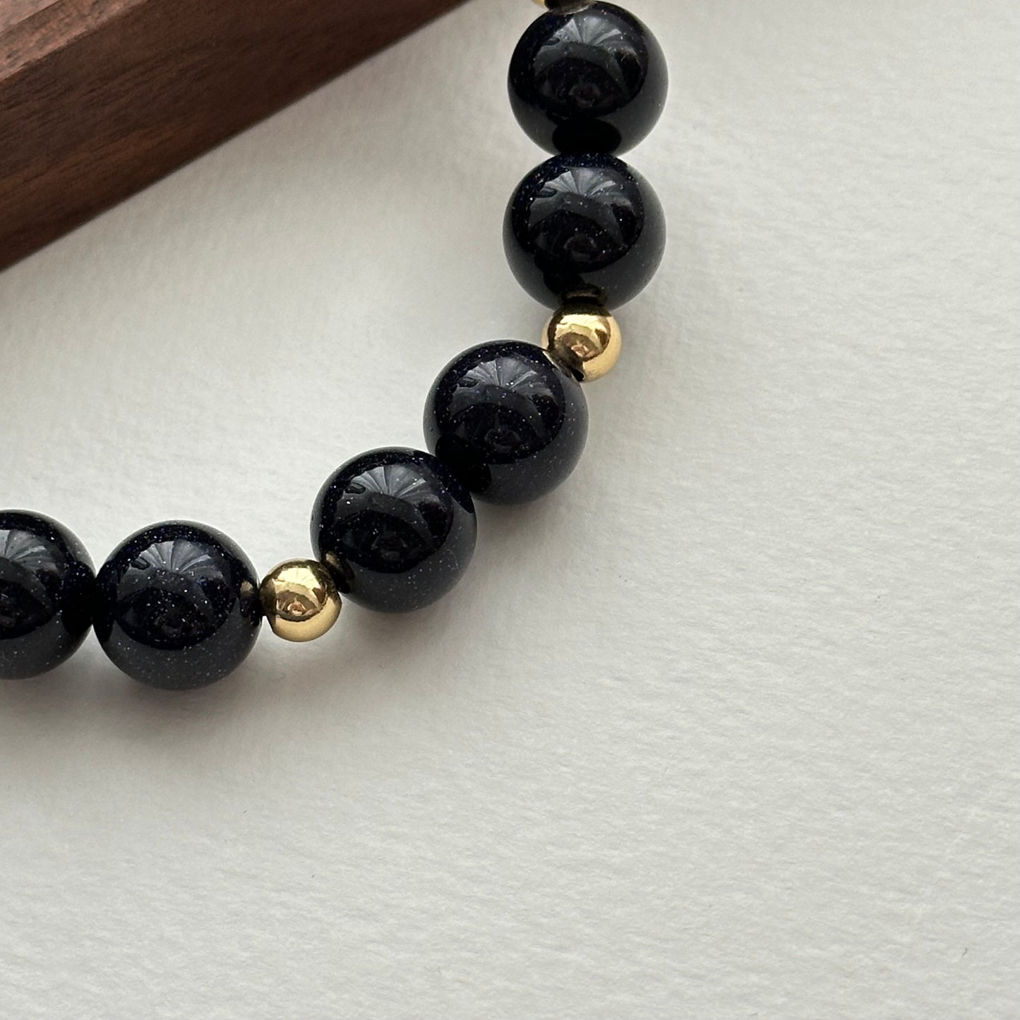 BS255【Starry Night】Blue Sandstone Simple Gold-plated Bracelet
