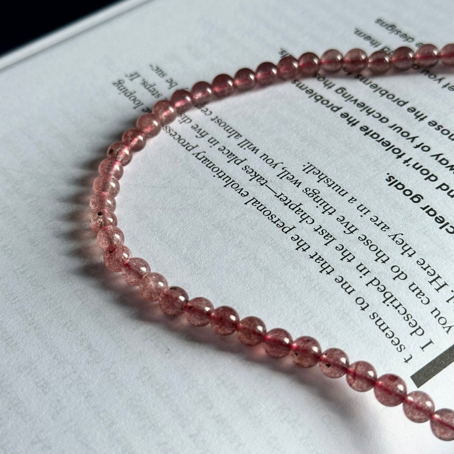 N3 Strawberry Quartz with Cat's-Eye Dolphin Necklace