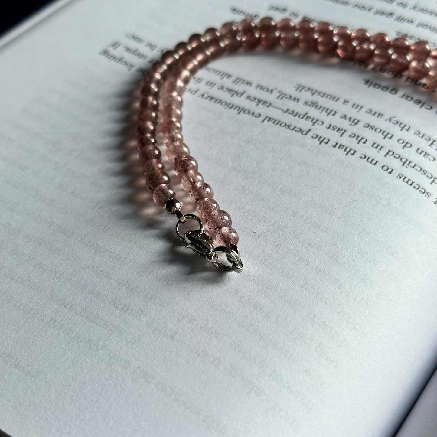 N3 Strawberry Quartz with Cat's-Eye Dolphin Necklace