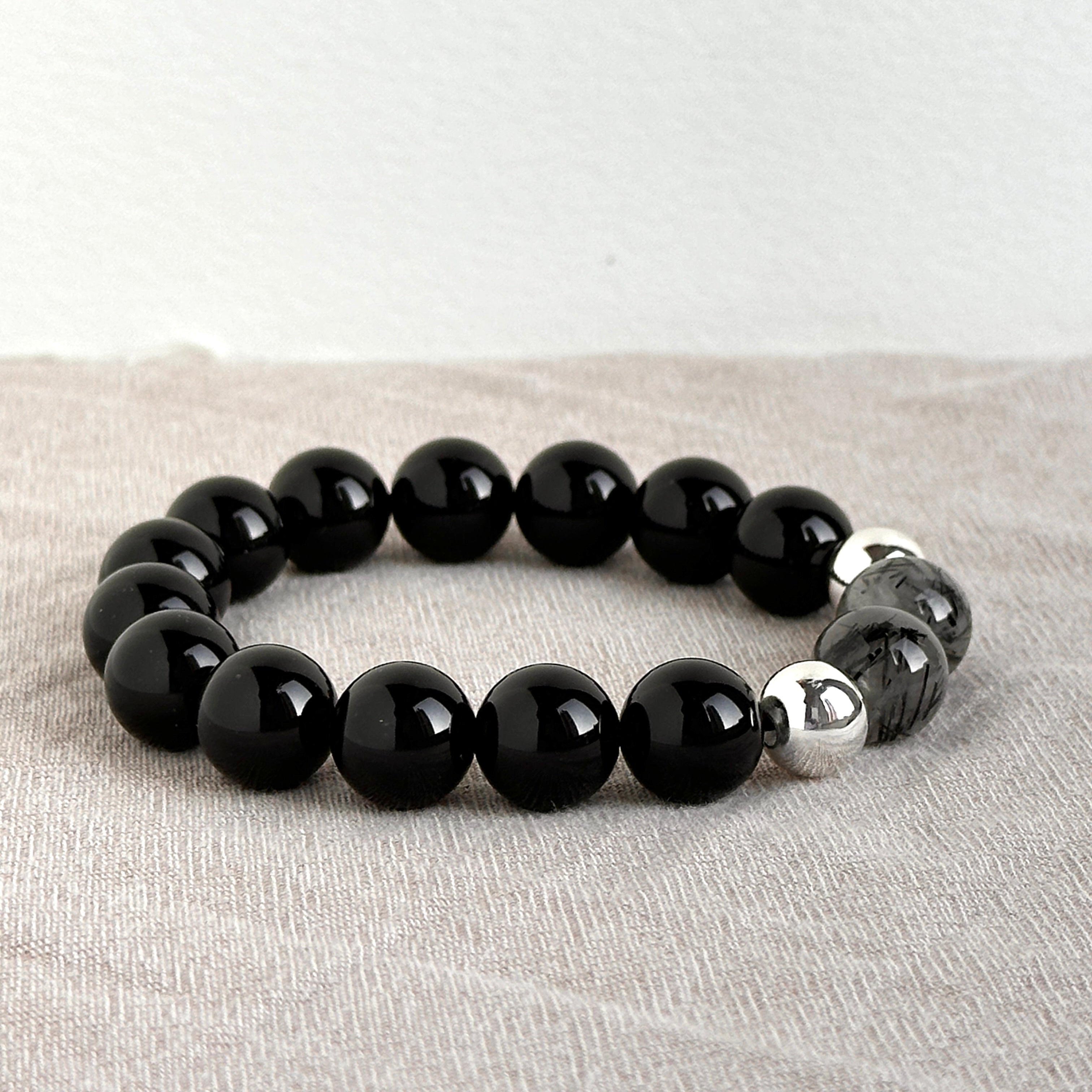 BS333 黑瑪瑙|黑髮晶手鏈手串– TH JEWELERY
