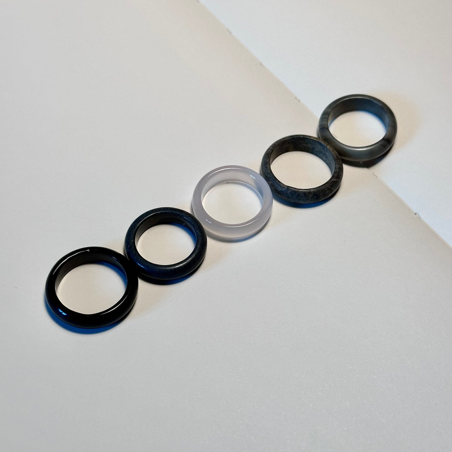 R02 Black Stone Dark Grey Ring (can be matched with 925 silver necklace)