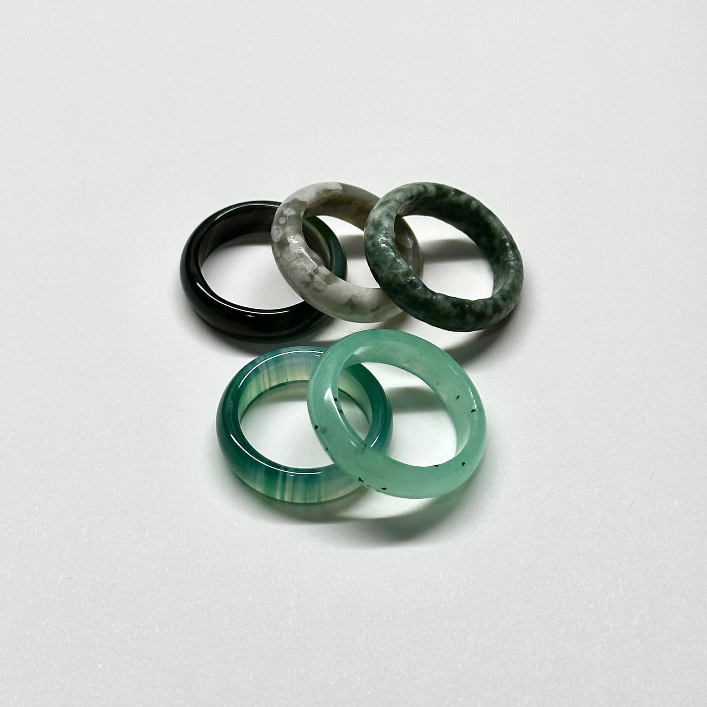 R08 Green Agate Ring (can be matched with 925 silver necklace)