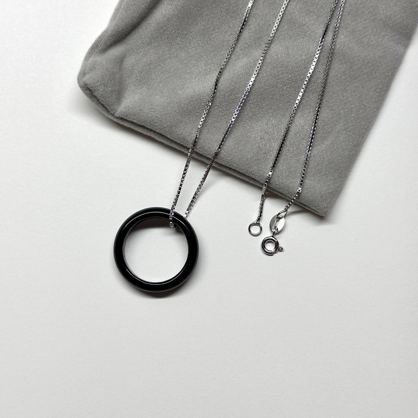 R01 Black Agate Ring (can be matched with 925 silver necklace)