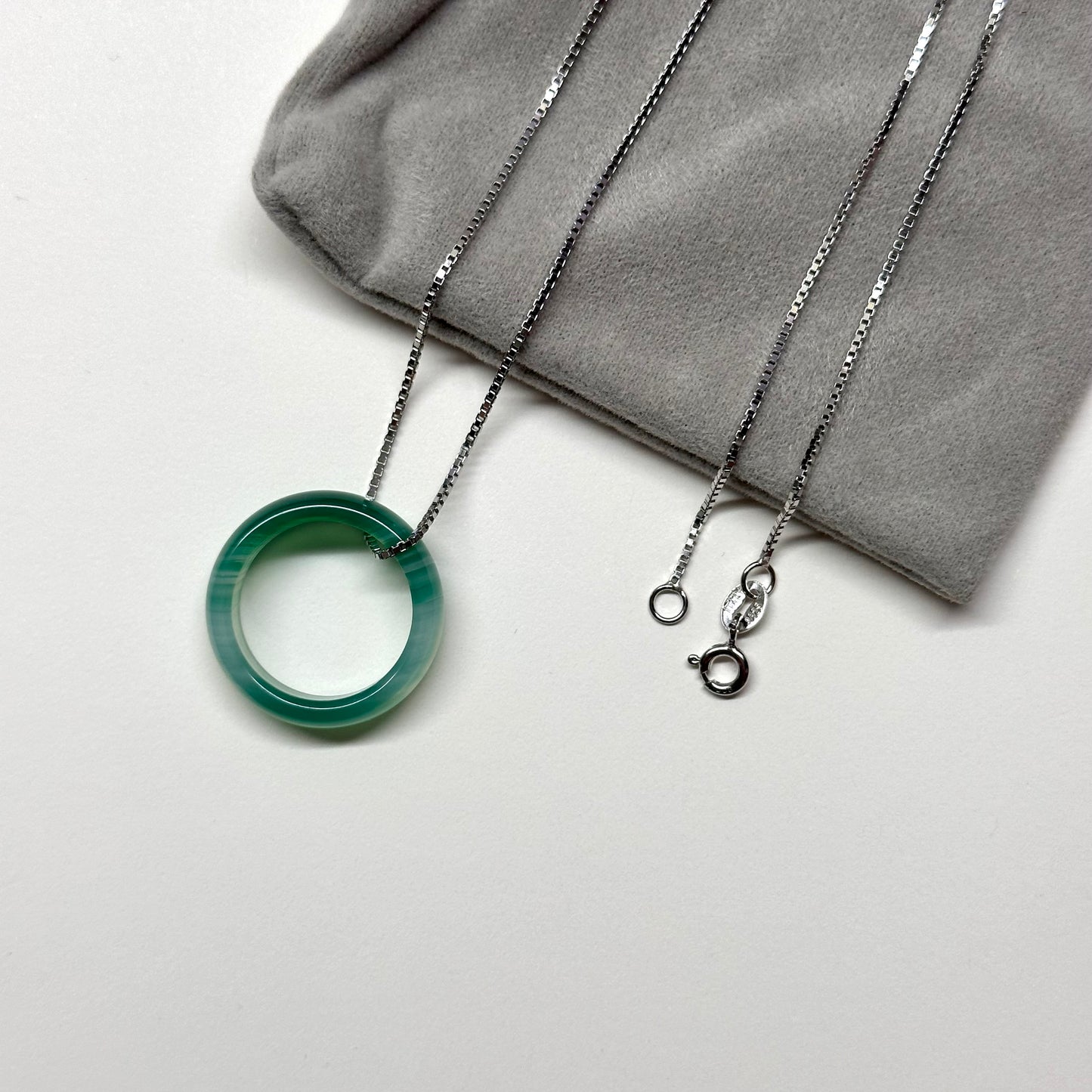 R08 Green Agate Ring (can be matched with 925 silver necklace)