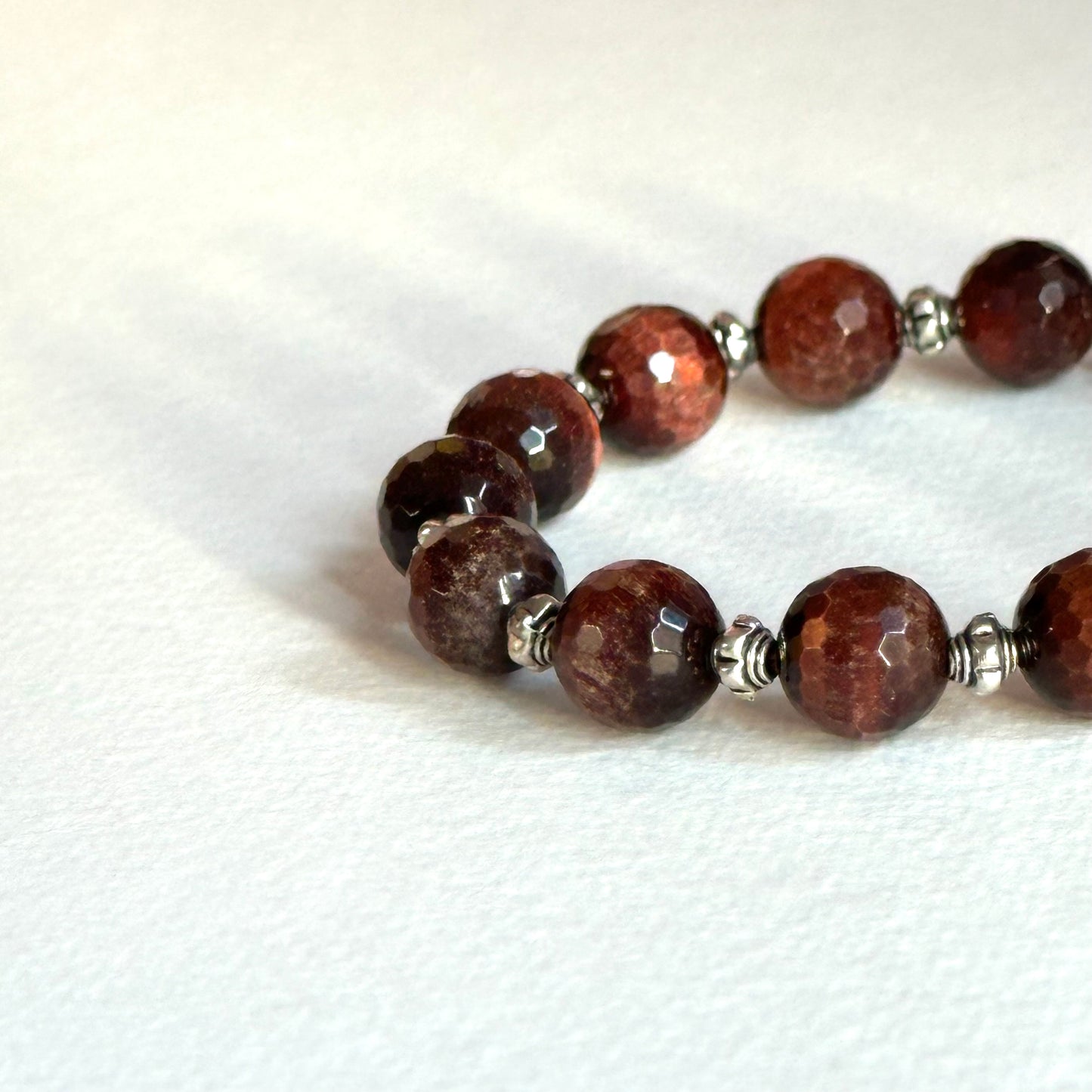BS287【Faith】Red Tiger Eye Stone Cut Corner Pure Bead Bracelet