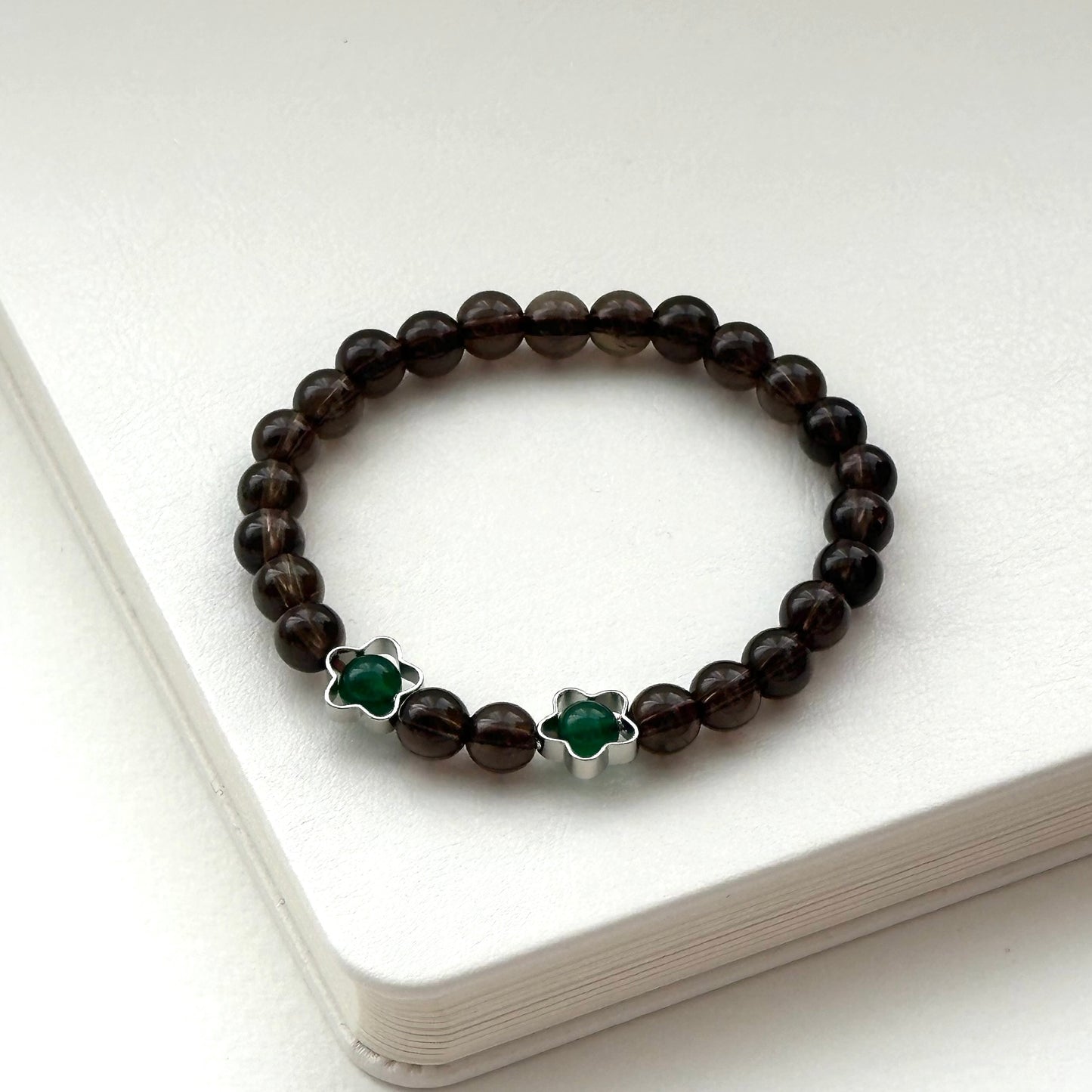 BS90 Smoky Quartz Double Buckle 5-Style Bracelet (Agate/Pearl)