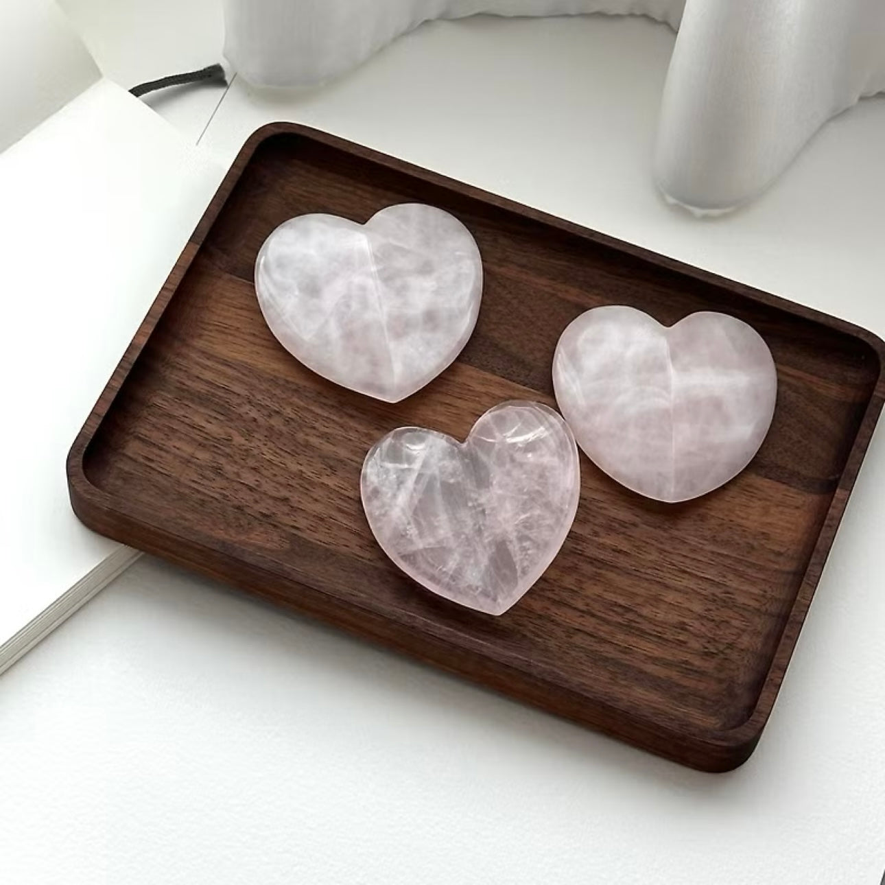 TS4【Love Stone】Pink Quartz Arch Heart Shape Cute Healing Device Decoration Object Holder for Office or Home