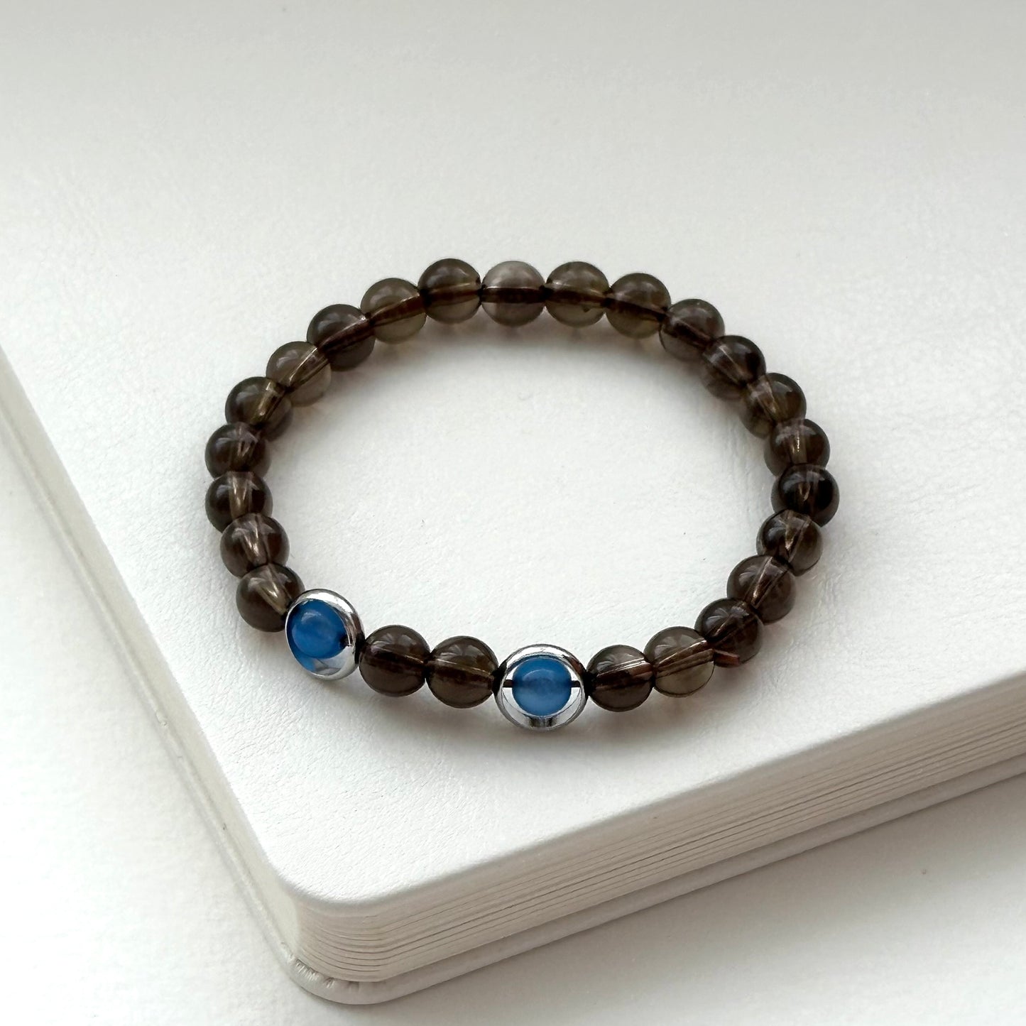 BS90 Smoky Quartz Double Buckle 5-Style Bracelet (Agate/Pearl)