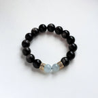 BS317 銀曜石 | 海藍寶 18K鍍金手鏈手串