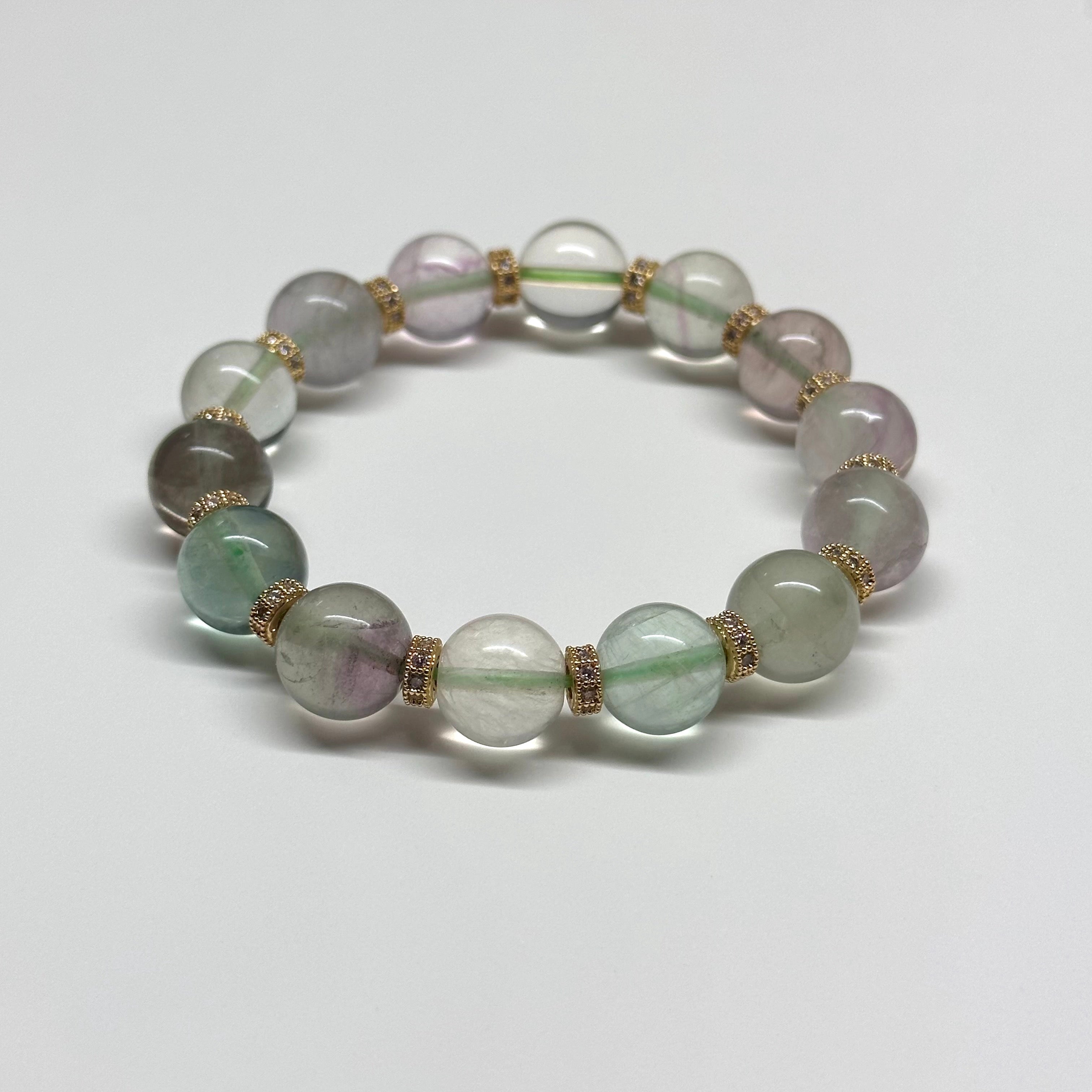 [Minor Imperfections - One Item Per Picture] Fluorite 18K Classic Gold Plated Accessory Bracelet BS17