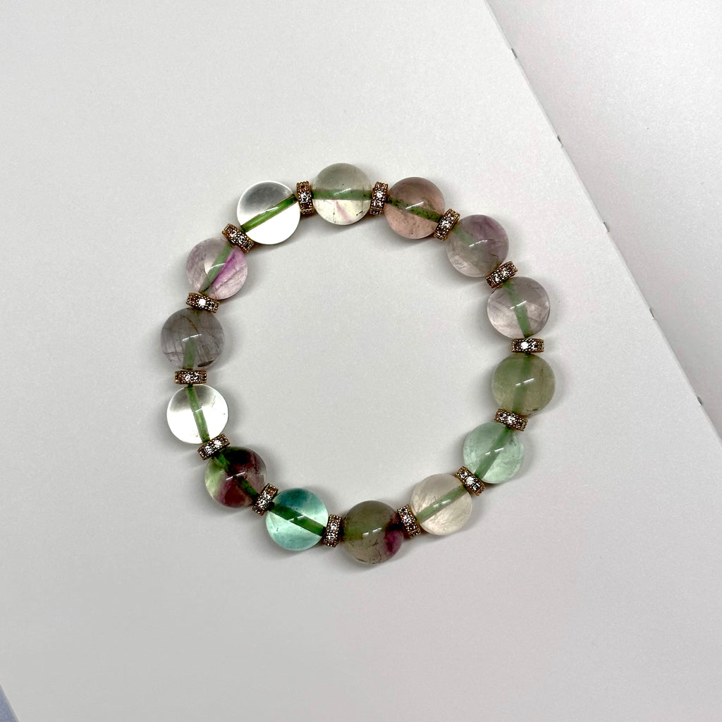 [Minor Imperfections - One Item Per Picture] Fluorite 18K Classic Gold Plated Accessory Bracelet BS17