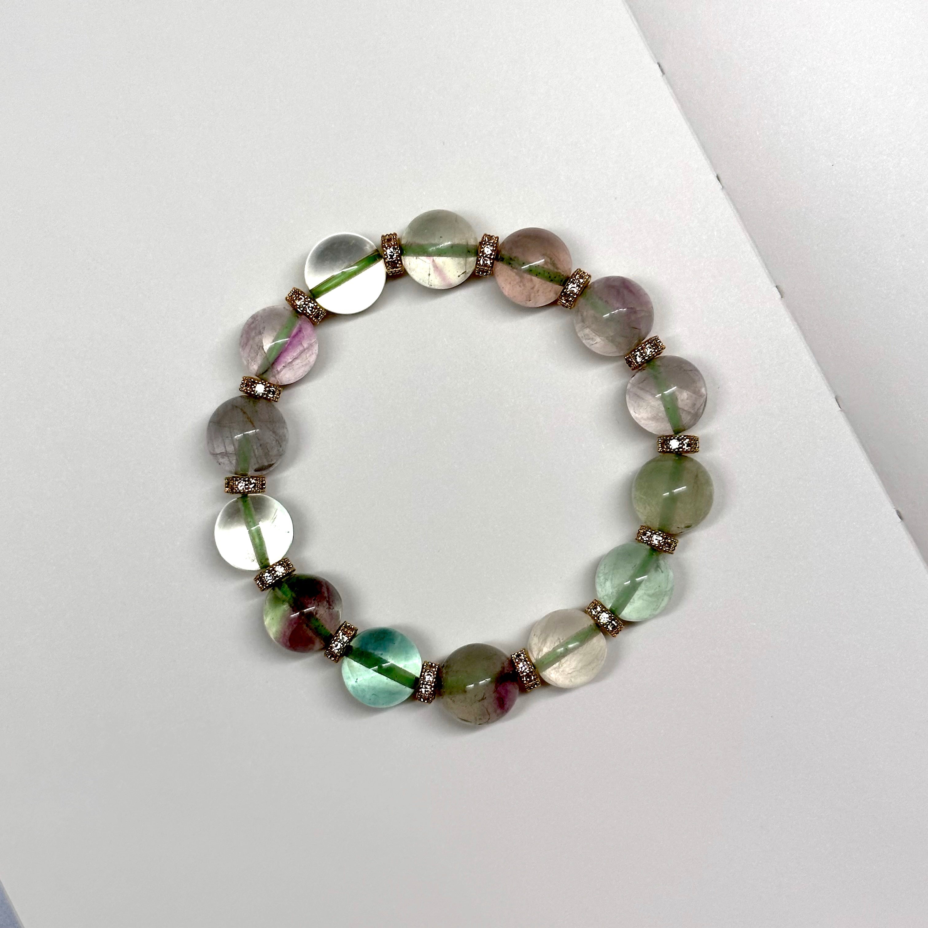 [Minor Imperfections - One Item Per Picture] Fluorite 18K Classic Gold Plated Accessory Bracelet BS17