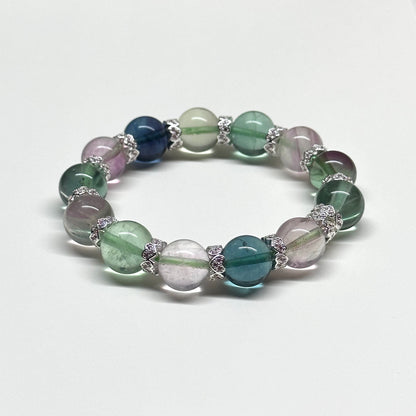 BS19 螢石 • 心型銀配飾手鏈手串 Fluorite Heart Silver Accessories Bracelet