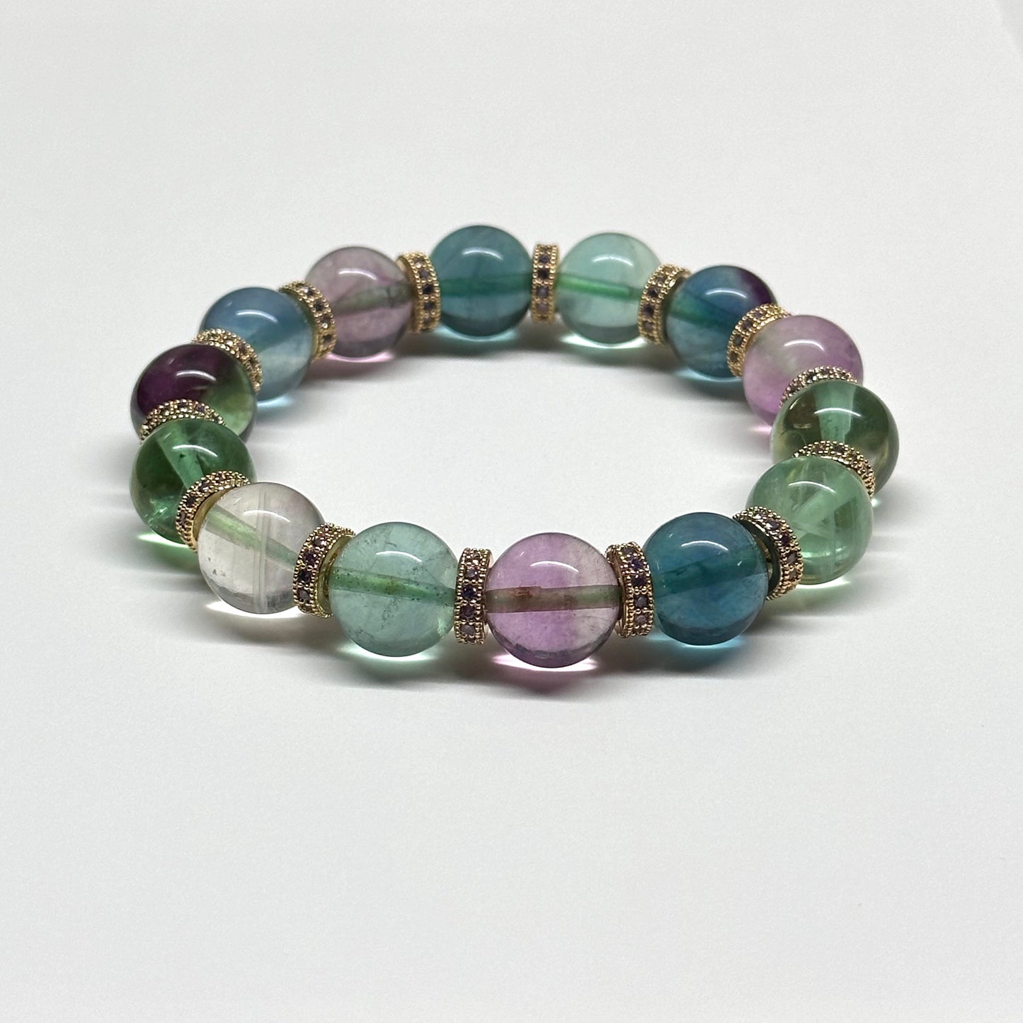 BS20 螢石 • 古典紫金配飾手鏈手串Fluorite Classic Purple Gold Accessories Bracelet