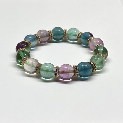 BS20 螢石 • 古典紫金配飾手鏈手串Fluorite Classic Purple Gold Accessories Bracelet