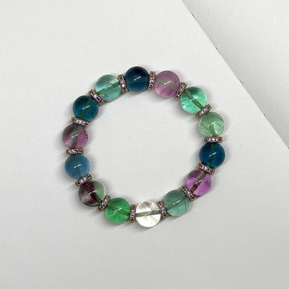 BS20 螢石 • 古典紫金配飾手鏈手串Fluorite Classic Purple Gold Accessories Bracelet