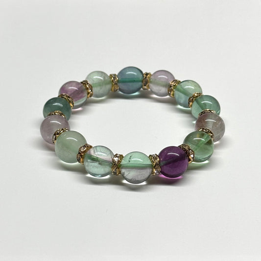 BS21 螢石 • 金配飾手鏈手串 Fluorite Gold Accessories Bracelet